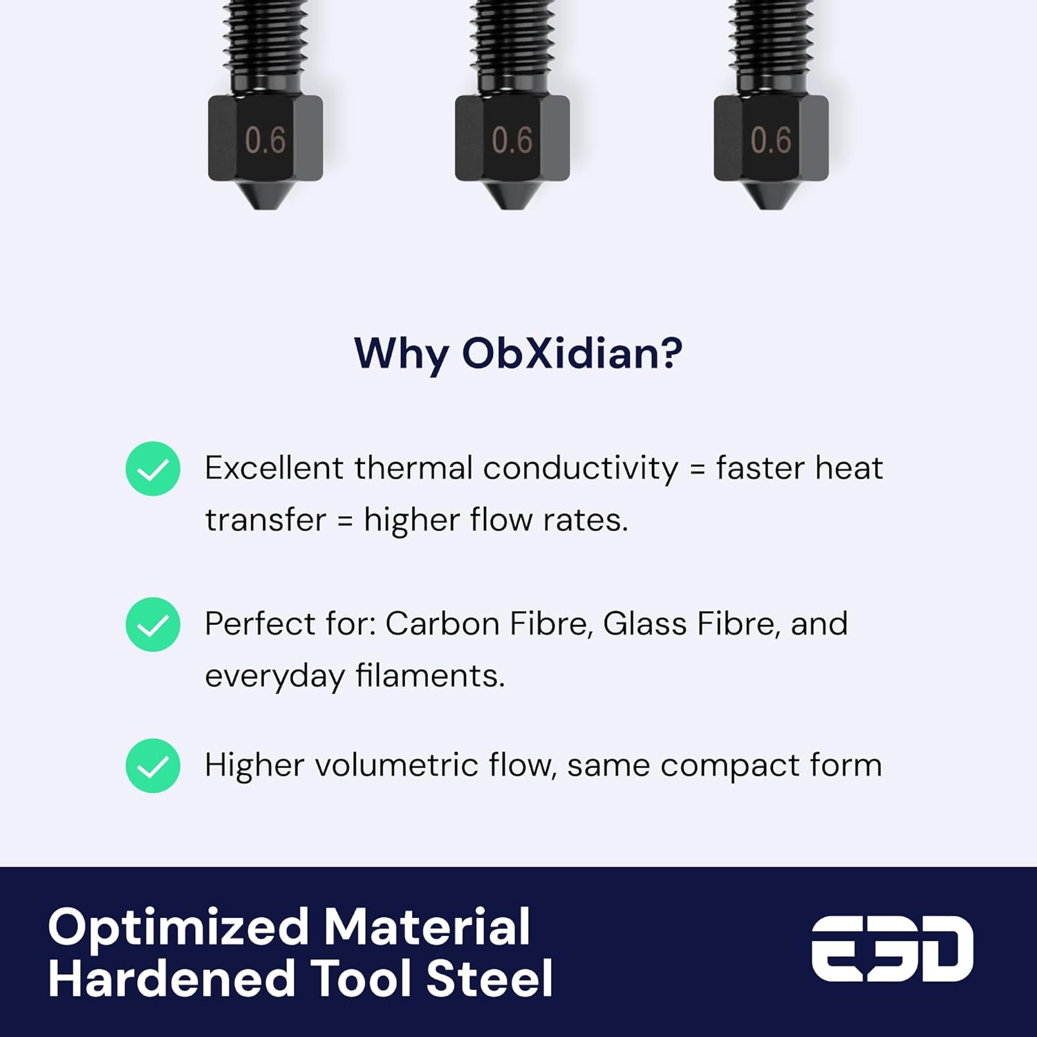 Genuine E3D High Flow Prusa Nozzle for MK4/XL 3D Printer (ObXidian, 0.4mm)