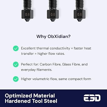 Genuine E3D High Flow Prusa Nozzle for MK4/XL 3D Printer (ObXidian, 0.4mm)