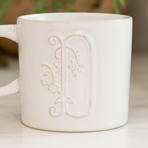 Miniatura 7 de FRINGE STUDIO Floral J Taza de cerámica, 14 fl oz, crema, 428036