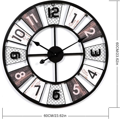 Miniatura 3 de Wall ClockGiant Wall Clock, 60 Cm Metal Silent Wall Clock Vintage Design Wall Clock for Kitchen, Living Room, Bedroom, Office, Bar
