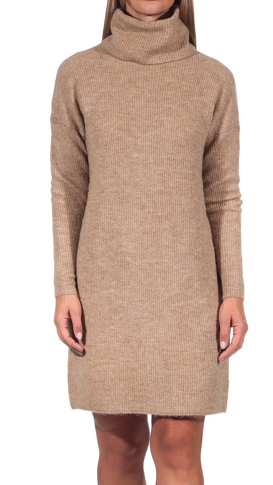 ONLY Women's Onljana L/s Cowlneck Dress Wool Knt Dress, Brown (Indian Tan Detail: W. Melange), 16 (Manufacturer size: X-Large)