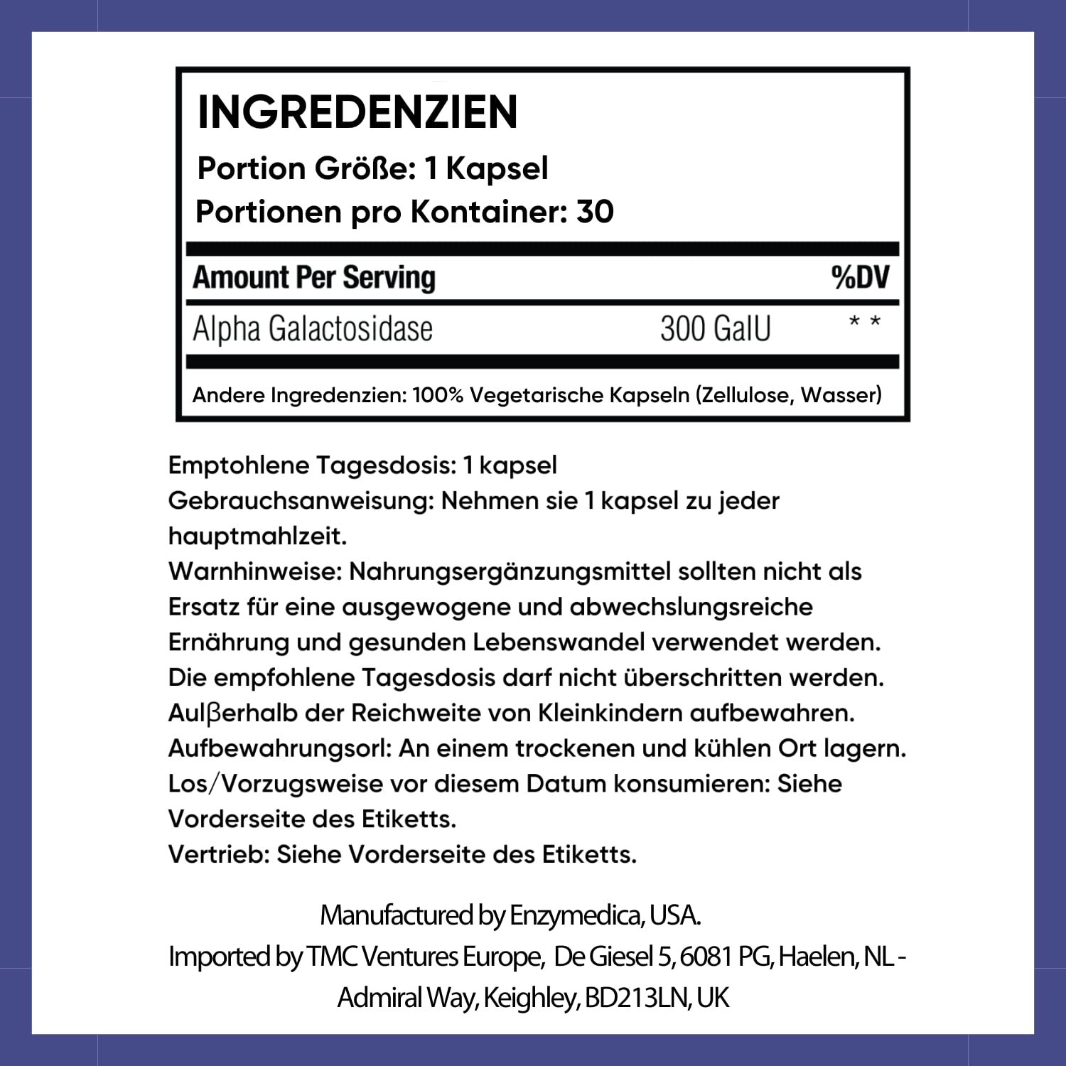 Enzymedica, BeanAssist, Supporto digestivo, 30 capsule, vegano, senza glutine, senza soia