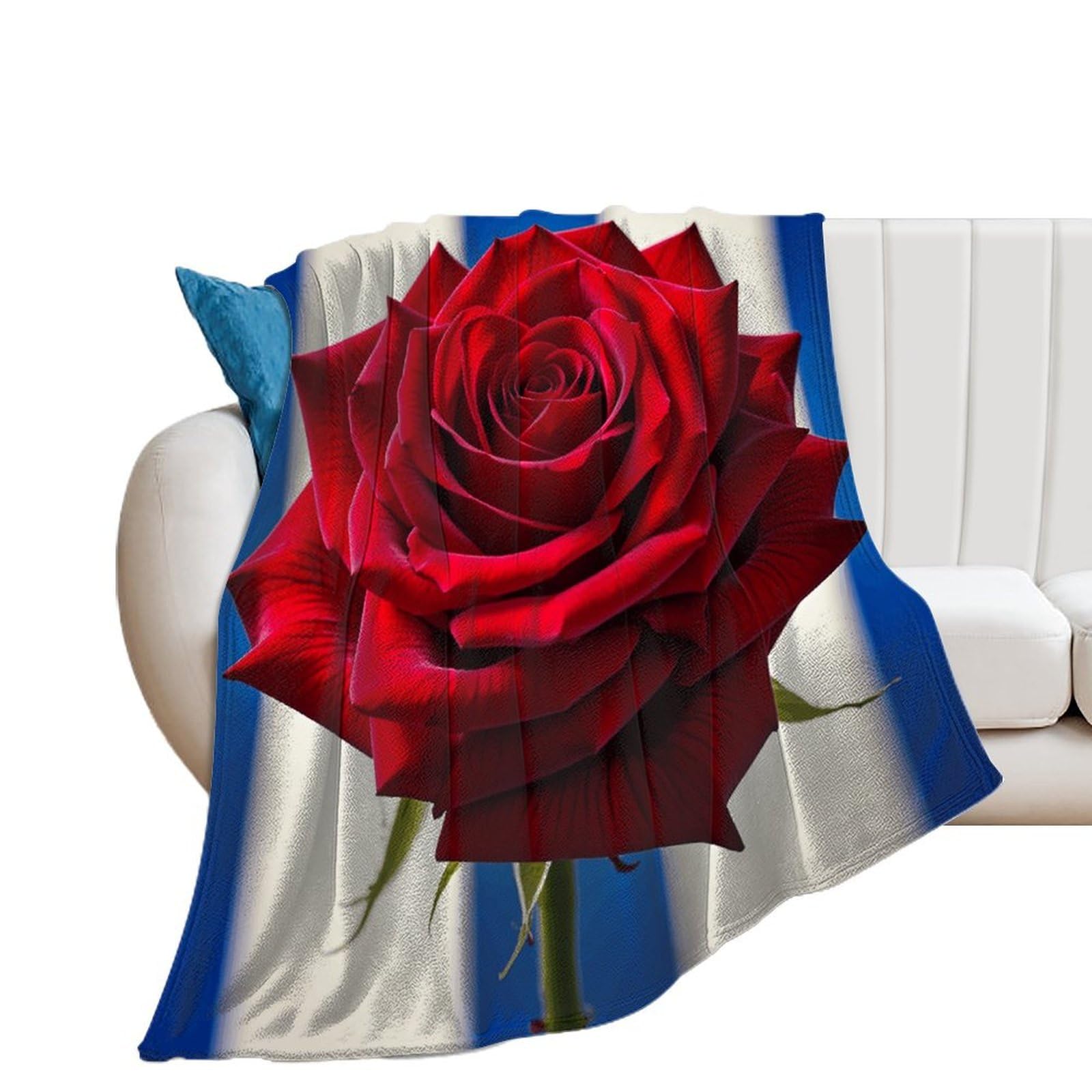 Couverture flanelle motif roses rouges plaid haut de gamme lit et canapé