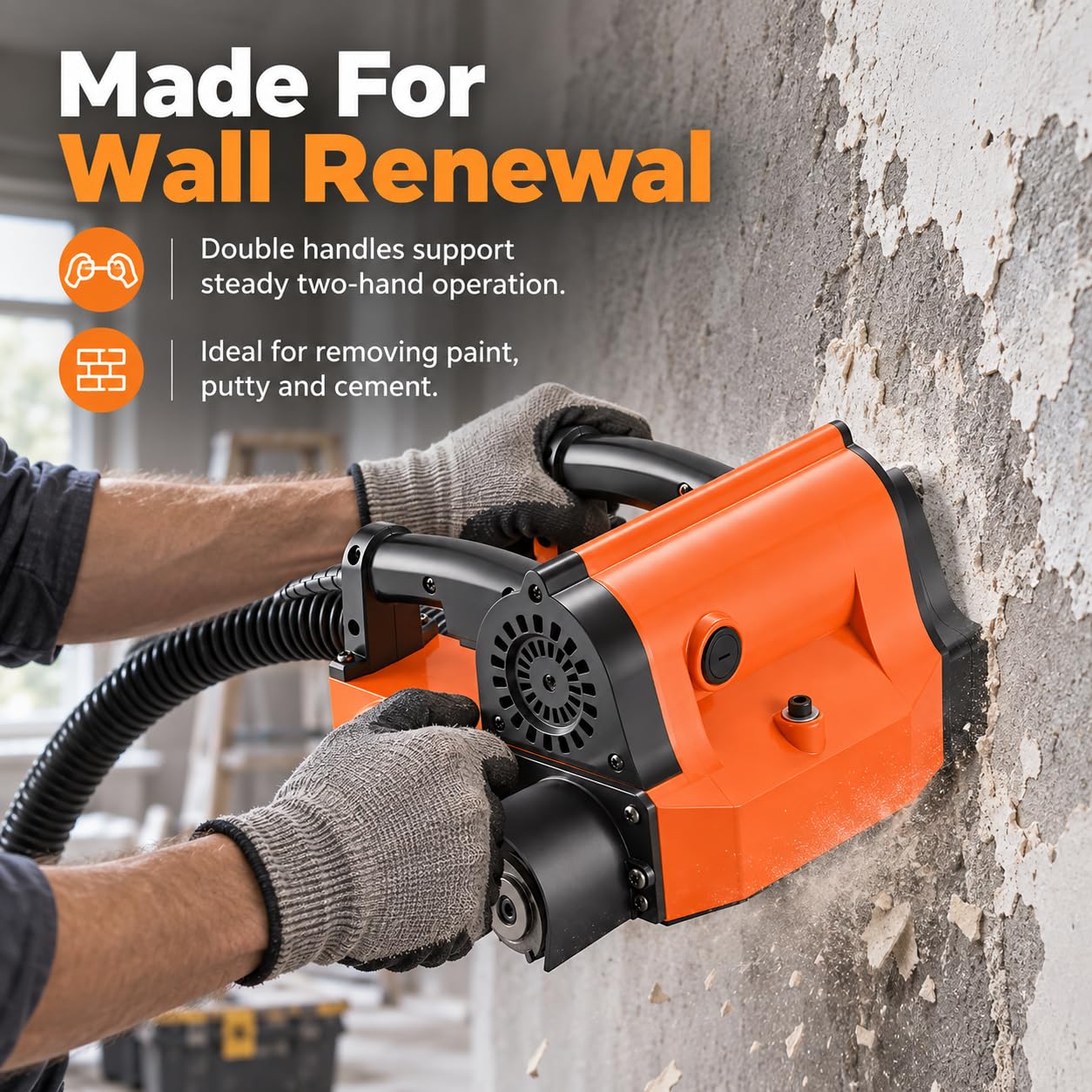 Raspador de Pared Eléctrico, Motor de 1680W, 1000-4000 r/min