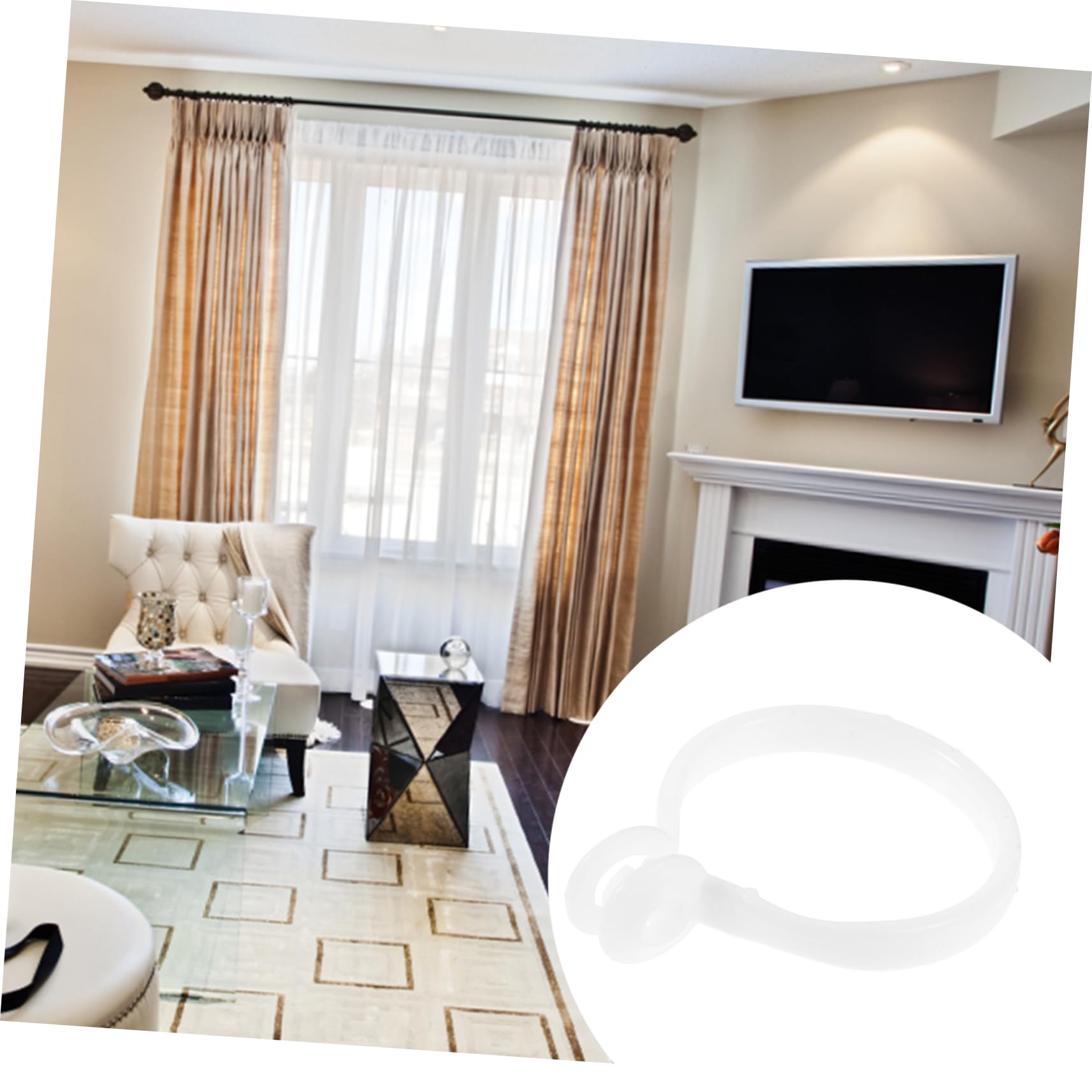 Cabilock 30Pcs Curtain Rings Plastic Drapery Hanging Rings for Easy Installation for Bathroom and Home Decor Elegant Design for All Curtain Styles