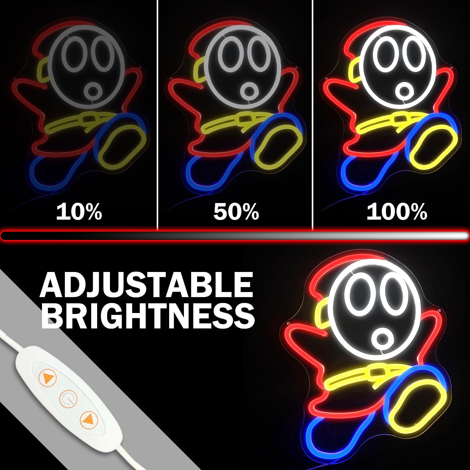 Shy Guy Neon Sign Dimmable Led Neon Sign for Wall Decor Gaming Neon Light Signs Light Up Signs for Bedroom Game Room Man Cave Birthday Christmas Gifts for Gamer - Image 4