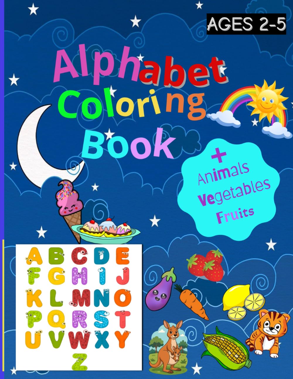 ABC KIDS COLORING BOOK + ANIMALS+FRUITS+VEGETABLES