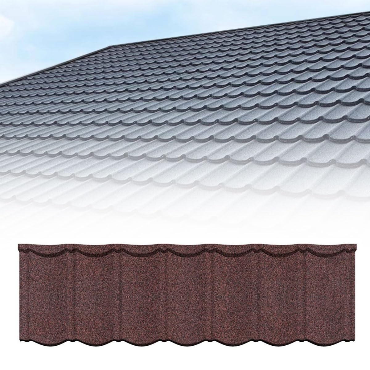 Joytar B Metal Roofing Shingles For Home, Galvanized Steel Roof Tiles, 52.7" X 16.5" Corrugated Roofing Panels, For Outdoor Storage Shed, Garage, Arn, Patio(B)