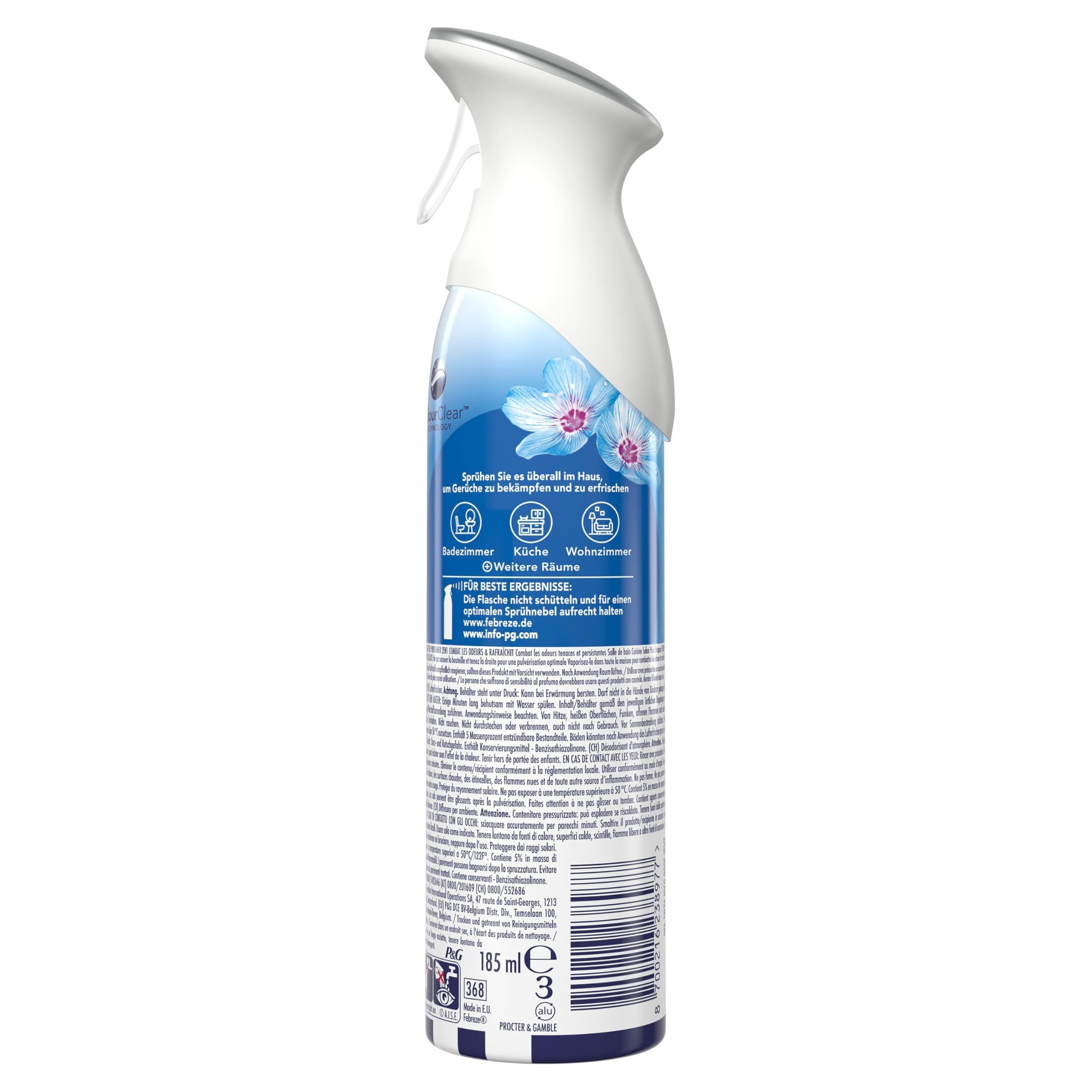 Febreze Lufterfrischer Spray Aprilfrisch, 6 × 185 ml, 2-in-1 Geruchsbekämpfung & Lang Anhaltende Frische für Die Wohnung