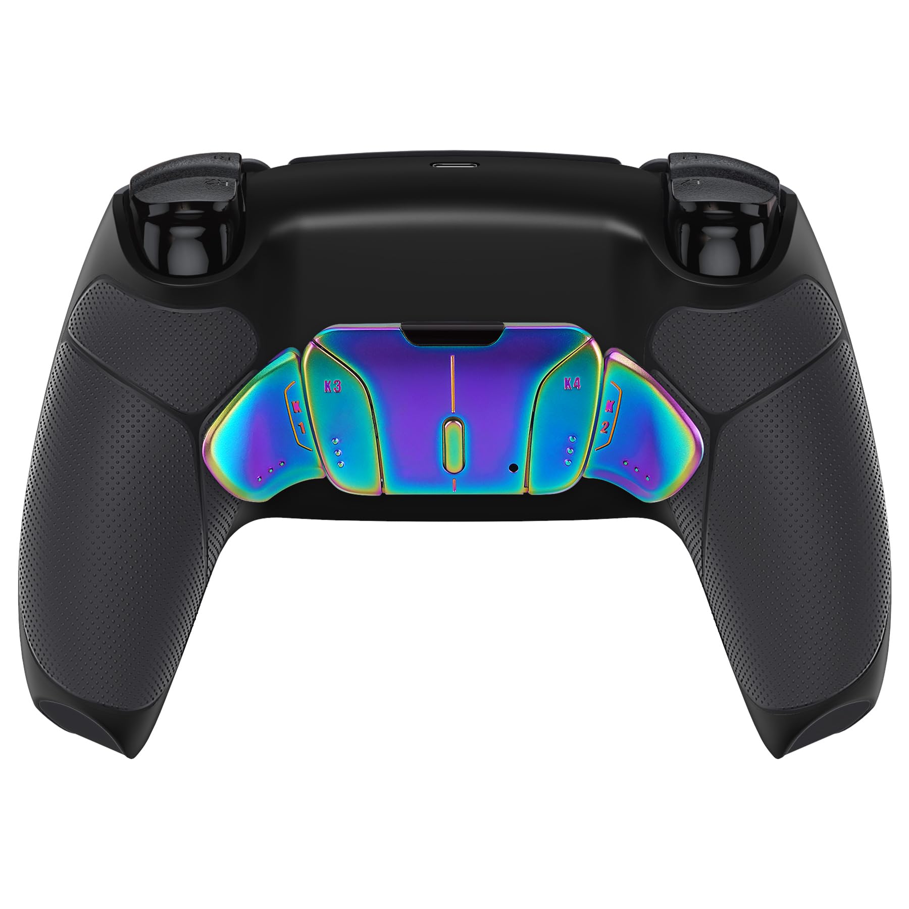 eXtremeRate Rise4 V3 Remap Kit Programmabile per ps5 Controller,Palette Metallo Back Button Paddles Tasti Aggiuntivi Cover Grip Gommato per ps5 Joystick BDM-030/040/050-Nero Blu Viola