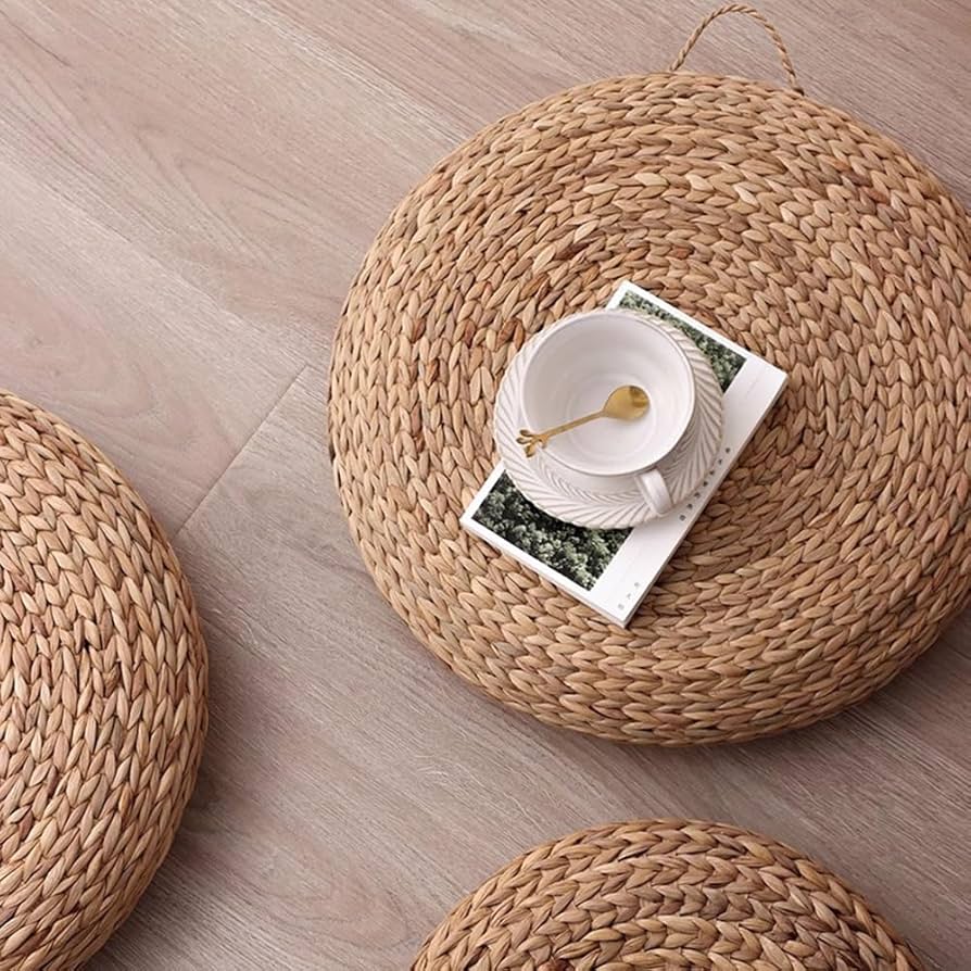 Amazon.co.jp: 藁の平座布団、 和風手織り畳フロアクッション