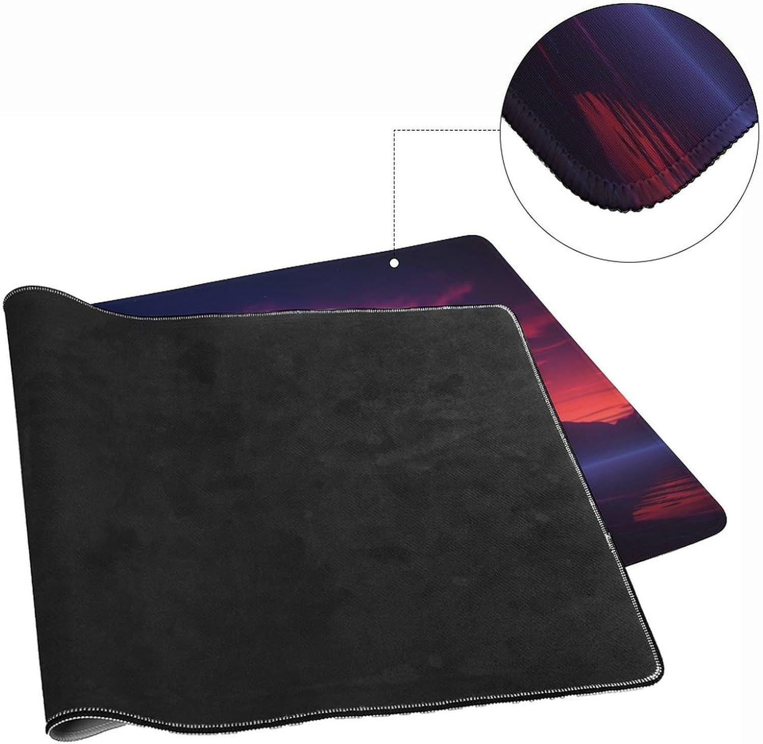 Purple Sun Palm Trees Vaporwave Cyber Large Gaming Mouse Pad Non-Slip Rubber Base Desk Mat Computer Accessories for Office & Gaming Setups 40x90cm