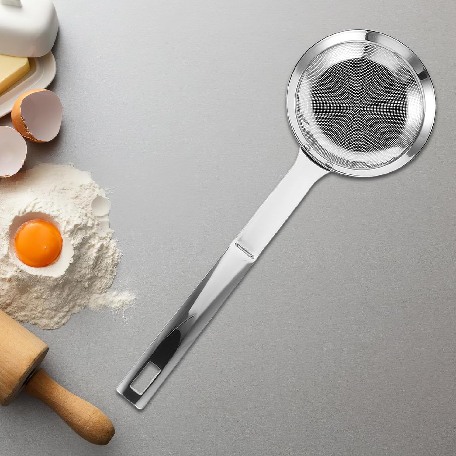 Kitchen Filter Spoon with Handle Ultrafine Mesh Stainless Steel