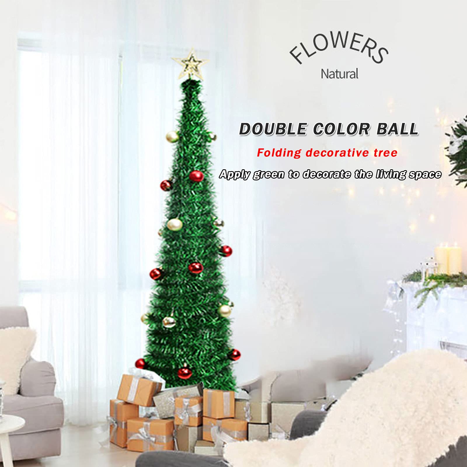 Amazon.co.jp: 折りたたみ式人工クリスマスツリー、スパンコール