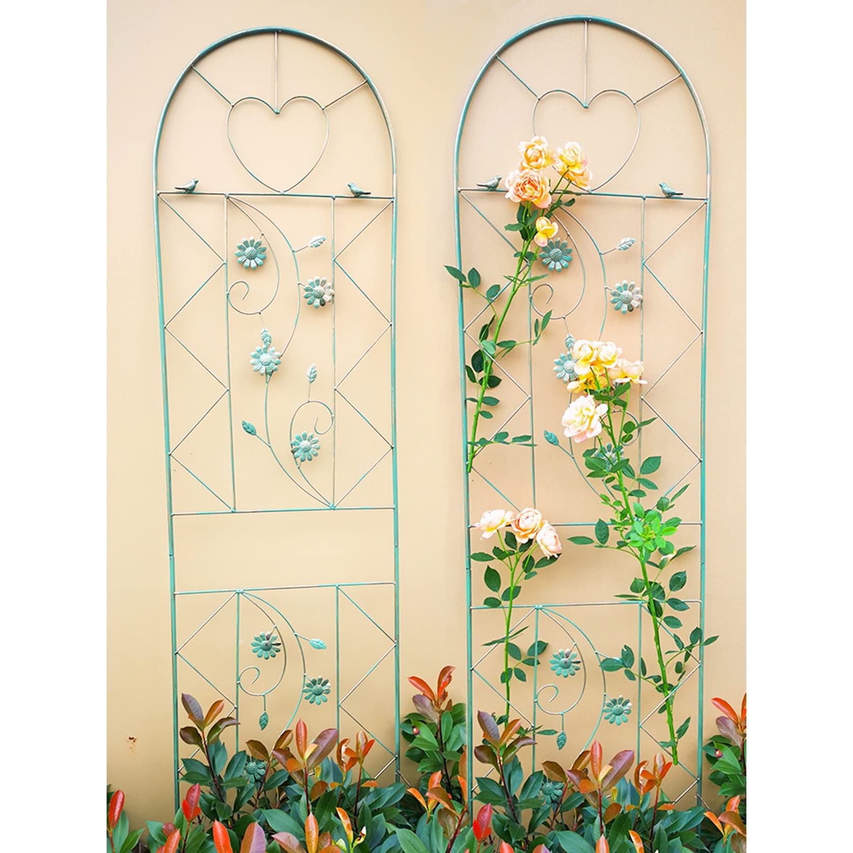 ZYFA Rankhilfe Gartenzaun Rankgitter Garten Gartenstecker Gartenpfähle Rasenkanten Gartenzäune Beetzaun Metall Obelisk Pflanzenstützen für Gartendeko,Deko Für Kletterpflanzen,Rosen,Reben