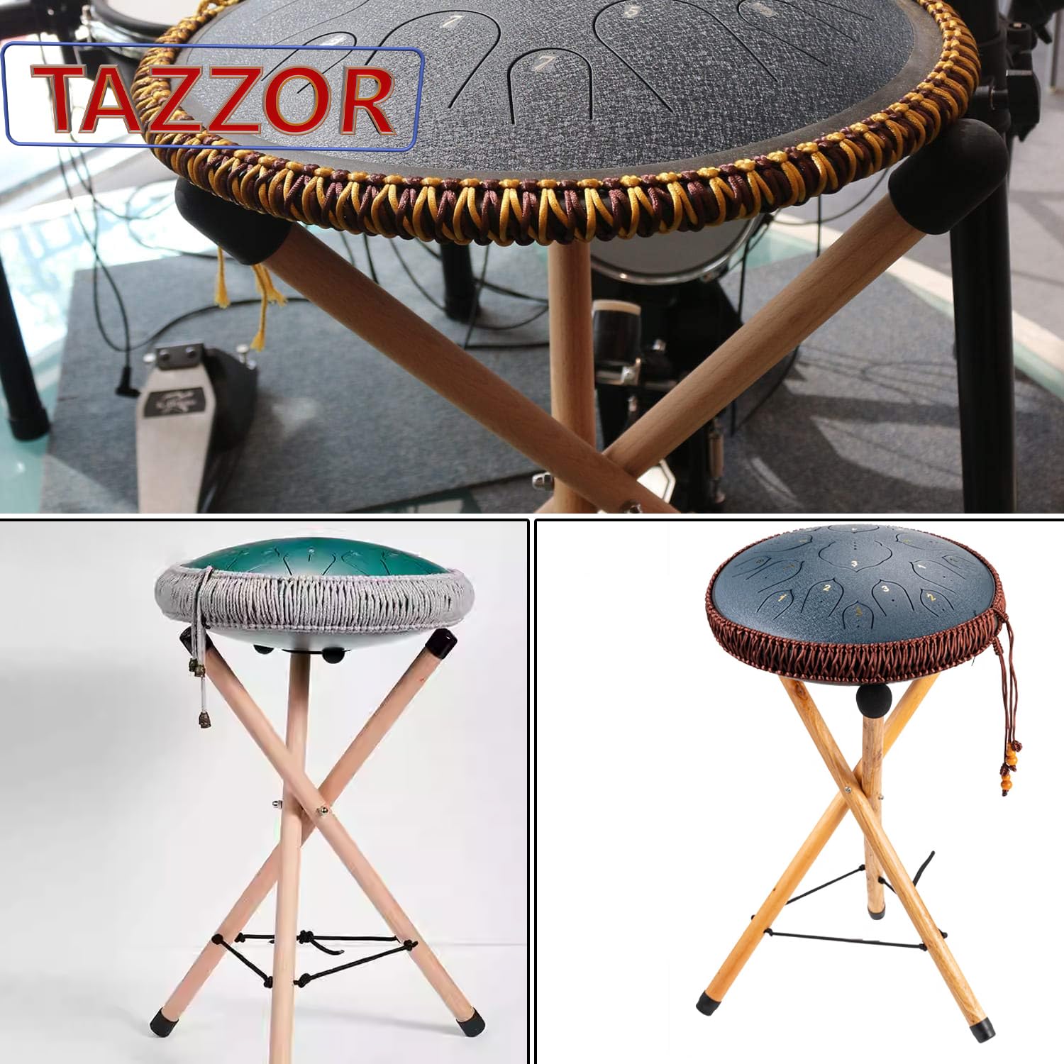 Handpan - Soporte para tambor esencial de madera maciza, triángulo ajustable, extensible, soporte para tambor esencial