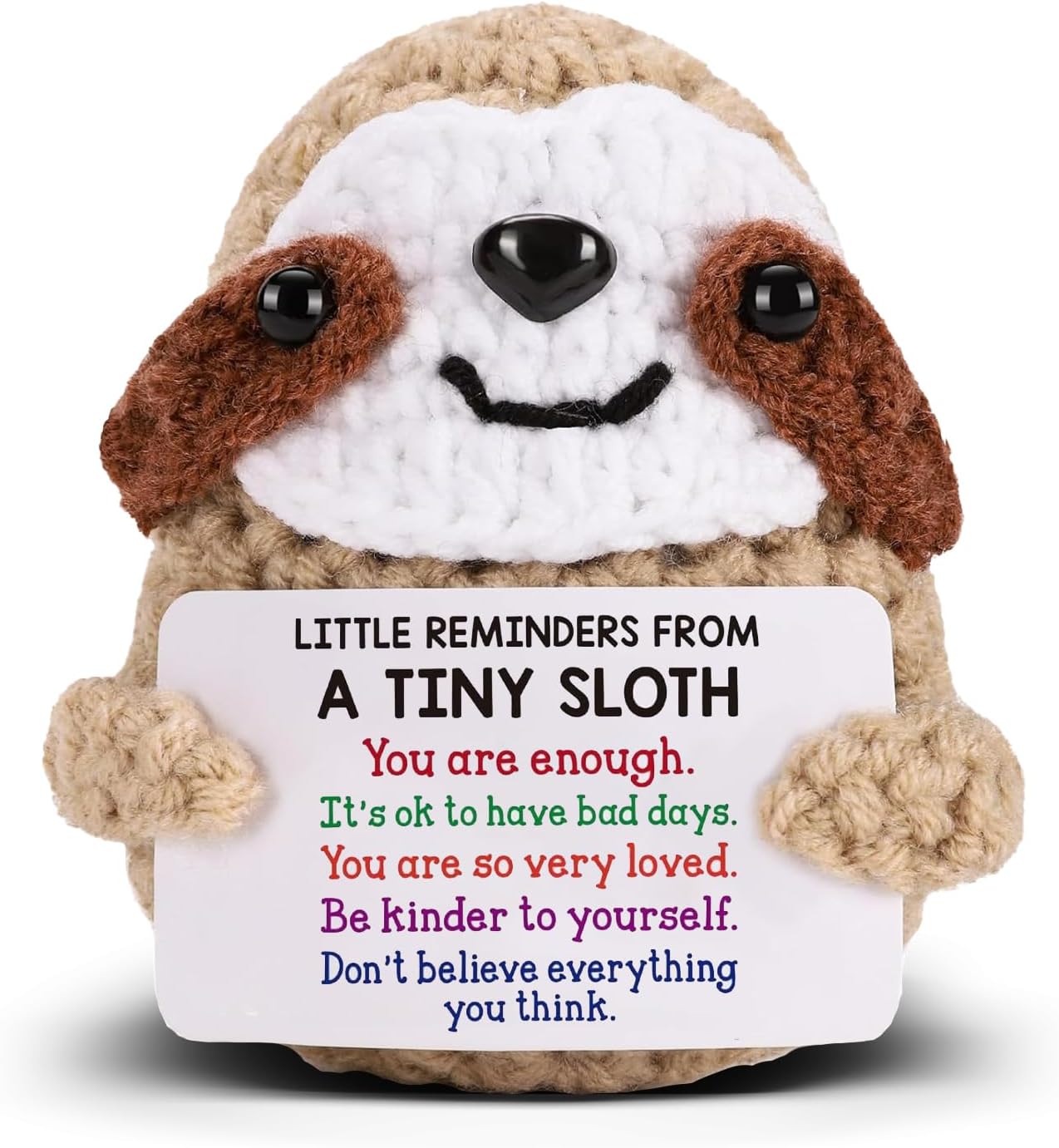 Sloth Gifts, Emotional Support Crochet Handmade Little Reminders Mental Health Gifts for Teen Women Men Friends Sisters Besties Funny Home Office Desk Decor