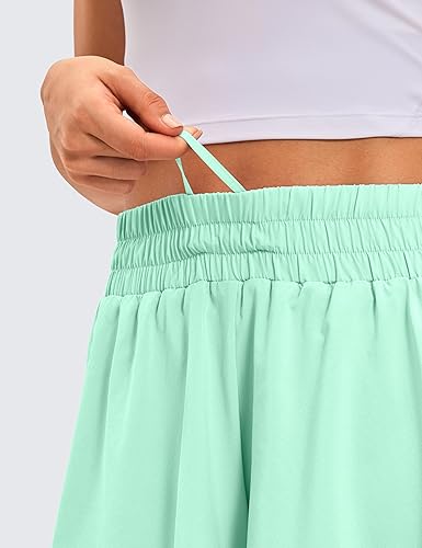 Miniatura 8 de CRZ YOGA Pantalones cortos de correr 2 en 1 para mujer de cintura alta secado rápido atléticos gimnasio descanso entrenamiento lindas faldas de tenis