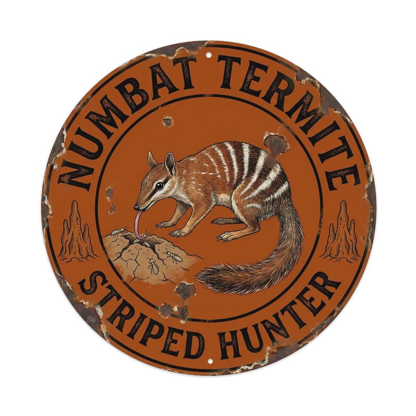Cxhjca 8X8inch(20X20cm) Numbat Termite Striped Hunter Metal Tin Sign