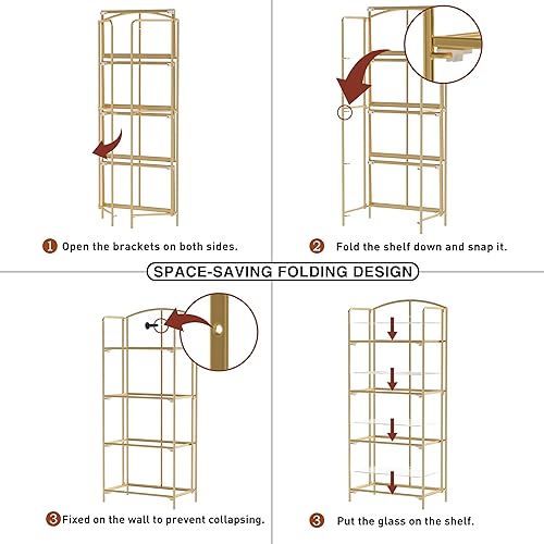 Miniatura 158 de Crofy - Estantería plegable sin montaje para sala de estar, estante plegable blanco de 5 niveles para oficina en casa, organizador de almacenamiento