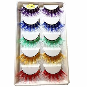 renvena 5 Pairs Eye Catching Colored False Eyelashes Soft Lashes For Daily Wear Themed Parties And Special Occasions