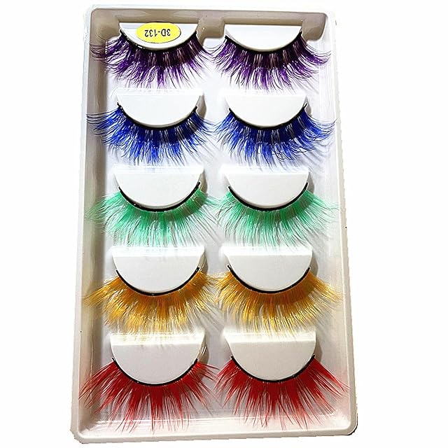 renvena 5 Pairs Eye Catching Colored False Eyelashes Soft Lashes For Daily Wear Themed Parties And Special Occasions