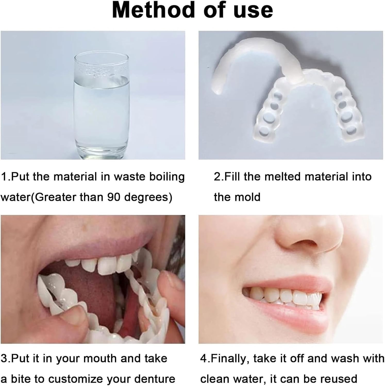 Adjustable for Men and Women,Beautiful Smile，2 Pairs(White)