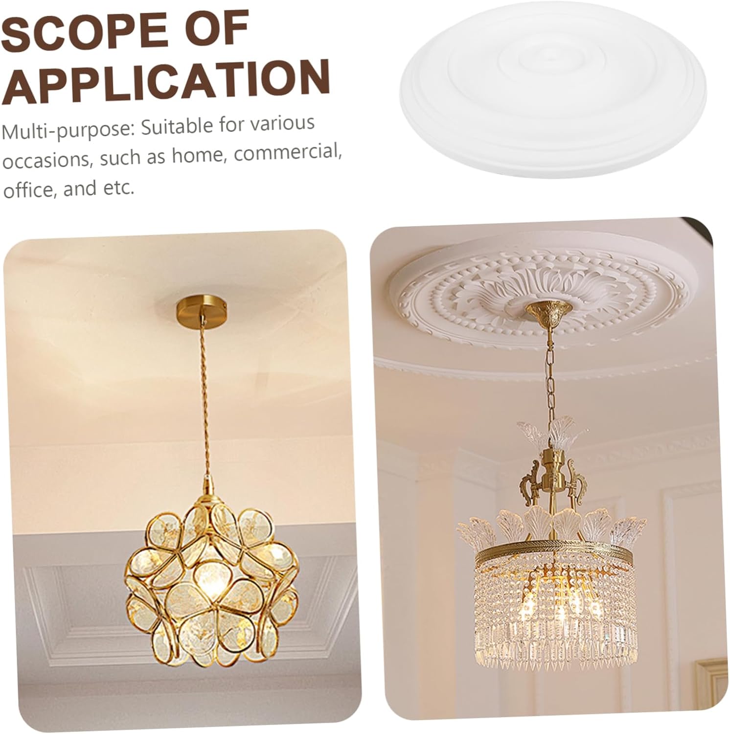 Veemoon Ceiling Medallion Light Fixture for Home Decor Traditional Round Design Easy to Install Chandelier Cover Plate for Living Room Office and Business Spaces