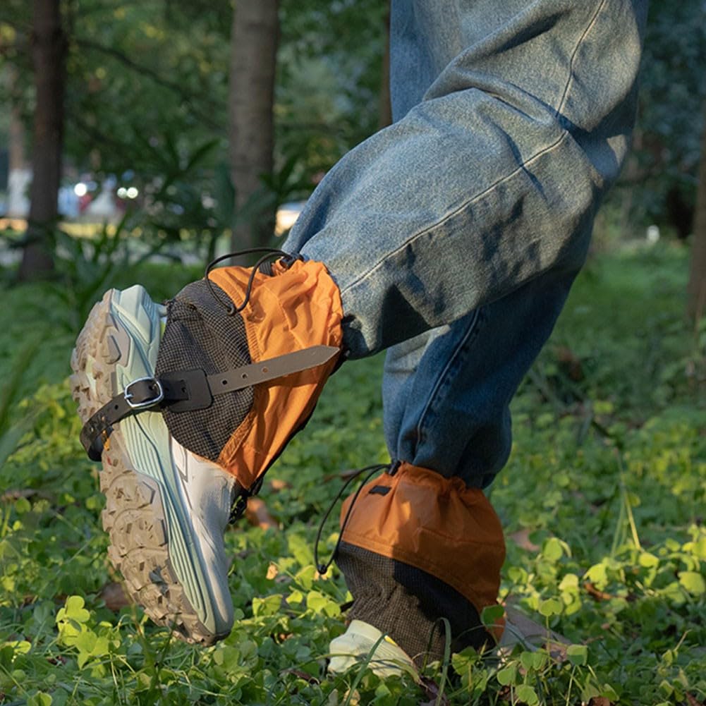 Guêtres de cheville imperméables et anti-déchirures, guêtres basses pour la randonnée, la marche en plein air (orange)