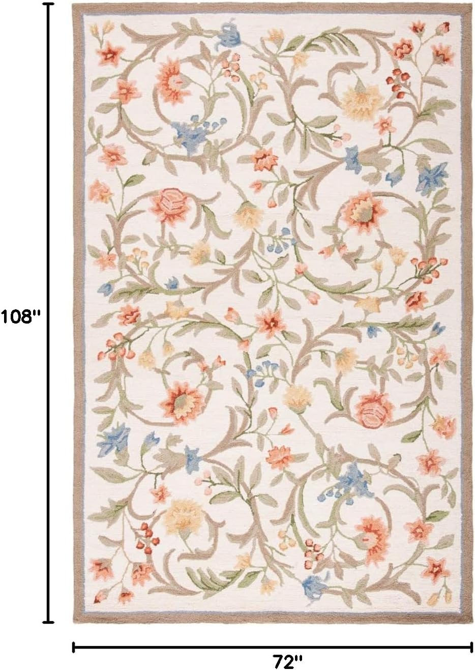 SAFAVIEH Chelsea Collection Area Rug - 6' x 9' Oval, Ivory, Hand-Hooked French Country Wool, Ideal for High Traffic Areas in Living Room, Bedroom (HK248A)