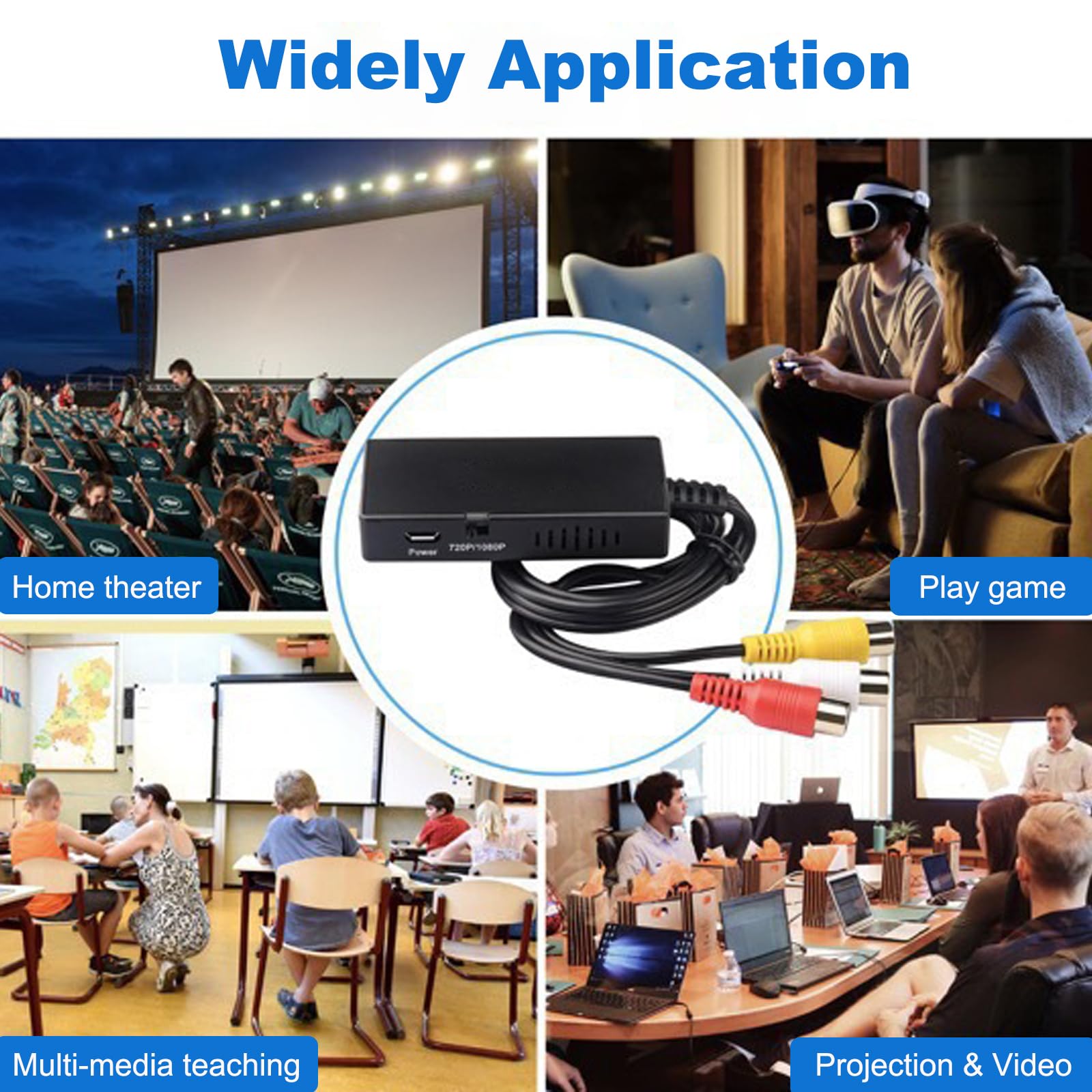 iFCOW Convertitore da AV a HDMI, adattatore da RCA a HDMI AV+ S- video a HDMI, supporta 1080p NTSC/PAL per PC, laptop, TV, lettori DVD