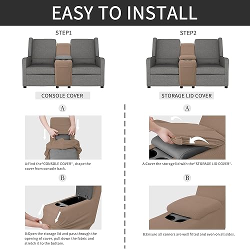 Miniatura 470 de Funda elástica para sofá reclinable de fácil colocación, Tela mezcla de poliéster Algodón, Arena