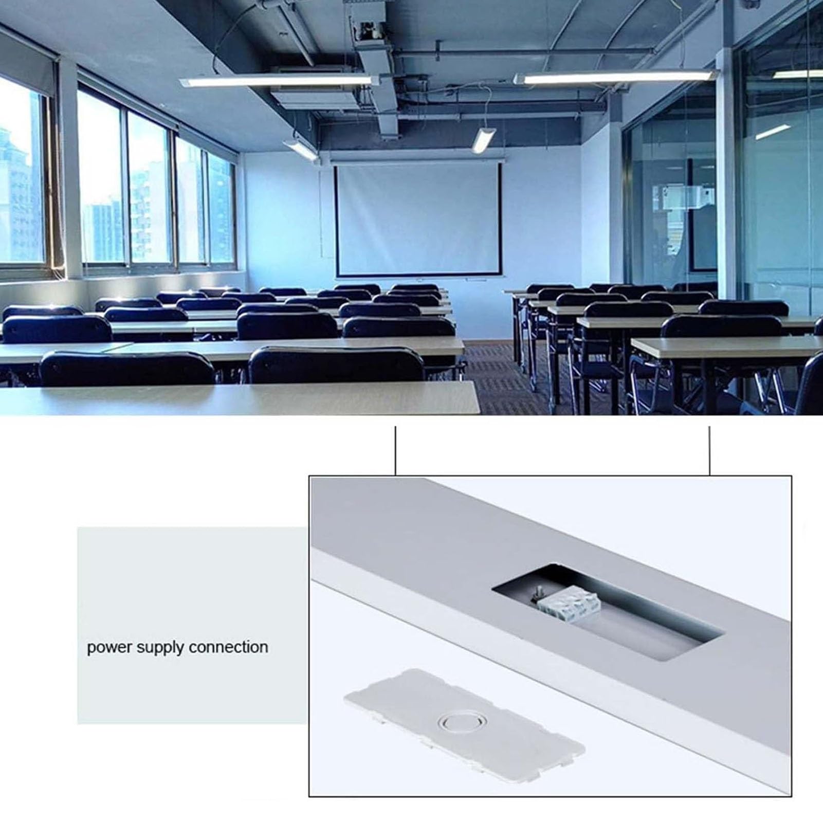Liniowa lampa sufitowa LED, światło dzienne 3000/6500K, osłona przeciwpyłowa, do garażu, warsztatu, biura, ściany, kuchni (ciepłe światło, 2 stopy / 20 W)