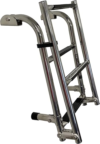 classAcustoms 77090202 Escalera plegable para barco de 4 escalones  Acero inoxidable  Escalera para barco de esquí  Escalera para pontón