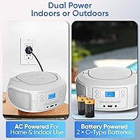 Vista 8 de Philips CD Player Portable with Bluetooth, Crystal Clear Sound Top Loading CD Boombox with FM Radio, USB Port & Aux Input, Compact & Lightweight