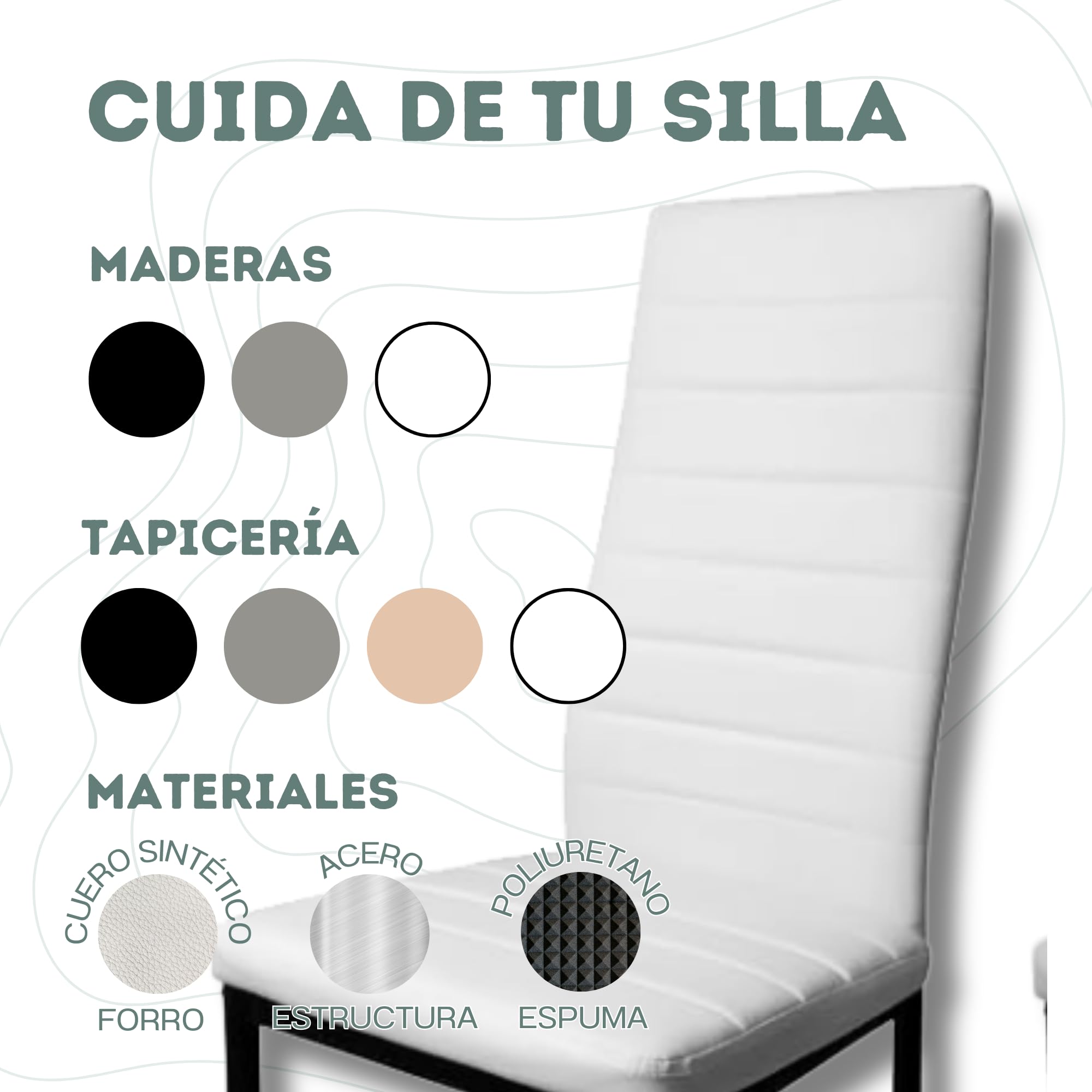 HOME DESIGN & CONFORT Pack de 4 Sillas de Comedor Tapizadas - Sillas Cocina Tapizadas - Sillas Comedor Pack (Beige, 4)