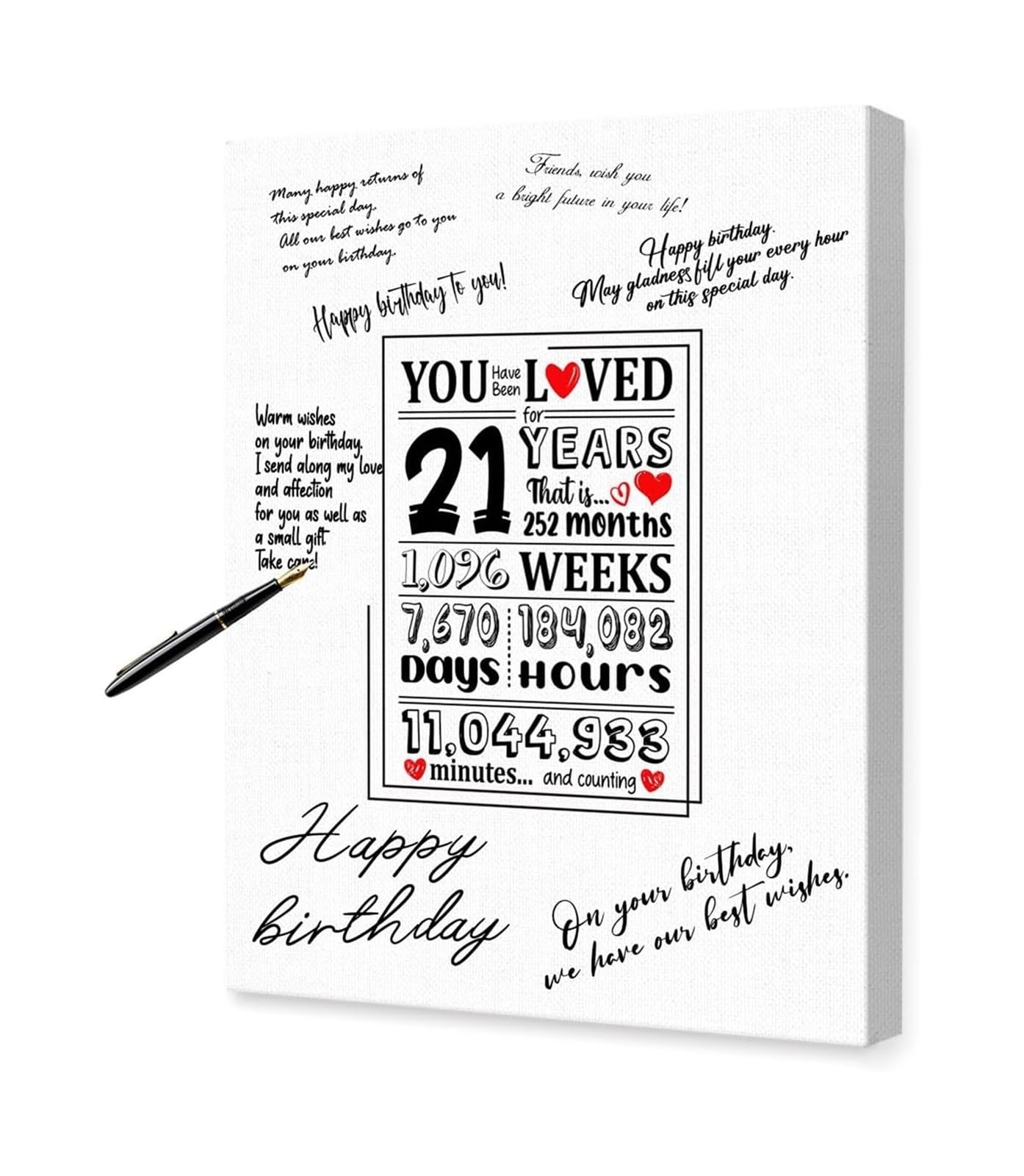 FNYUVNFAF Personalized 21st Birthday Gift You Have Been Loved for 21 Years Canvas Wall-Art 21st Birthday Party Decorations Framed,12x18inch(30x45cm)
