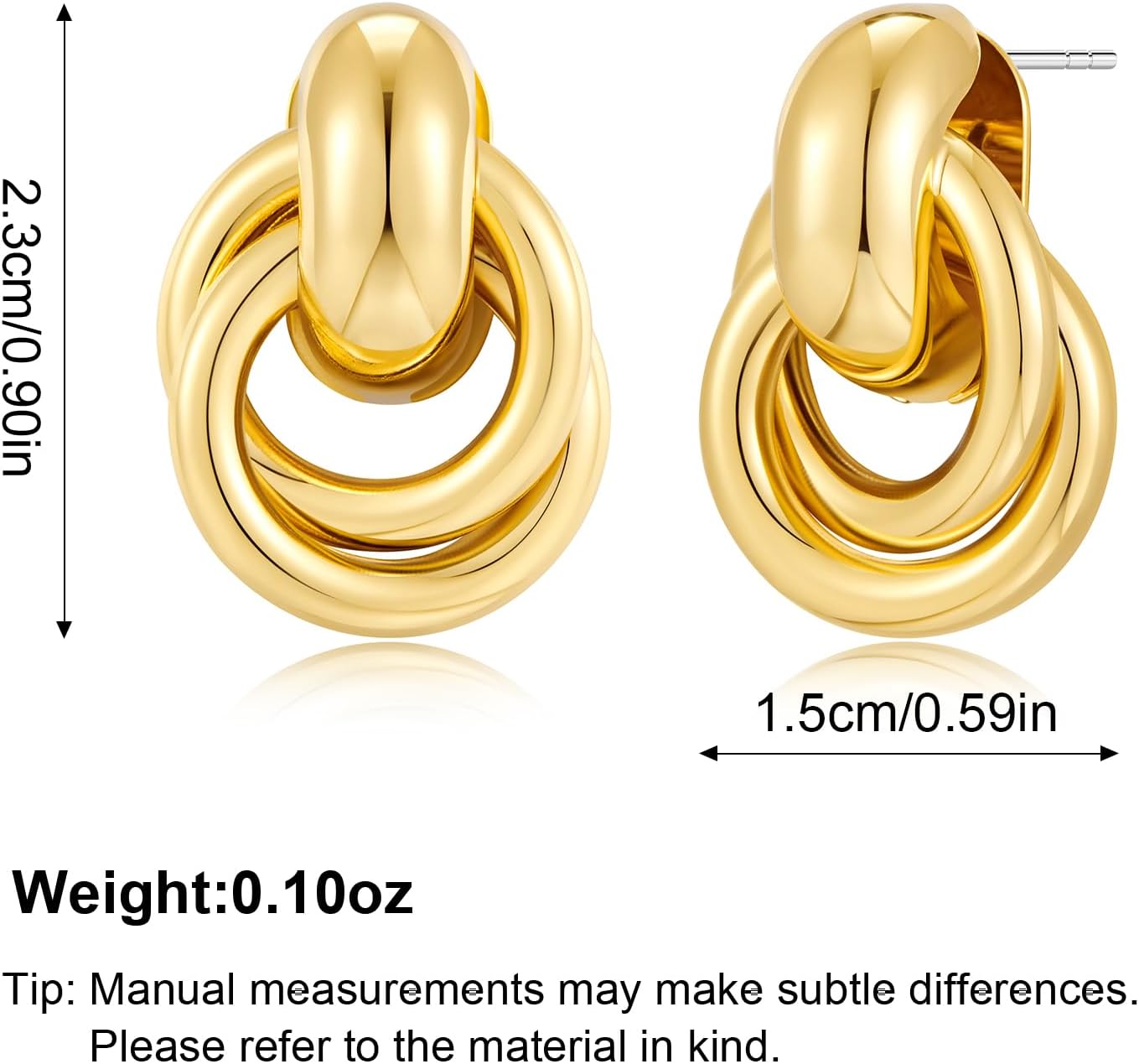 YUJIE Gold Geometric Earrings Chunky Knot Statement Earrings for Women Twisted Dangle Drop Trendy Stud Earring Fashion Jewelry Gifts - Image 7