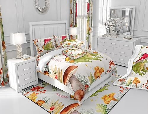 Miniatura 6 de Castle Fairy Juego de edredón de hongos, tamaño matrimonial, juego de ropa de cama de 3 piezas para decoración de habitación de niños y niñas, juego