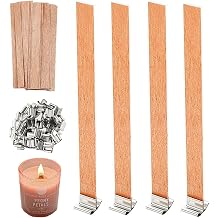 25 PCS Crackle Wick, Wooden Candle Wicks, Candle Wicks Wooden, Wooden Candle Wick with Iron Holder, for Handmade DIY Scented Candle Holder Craft Supplies