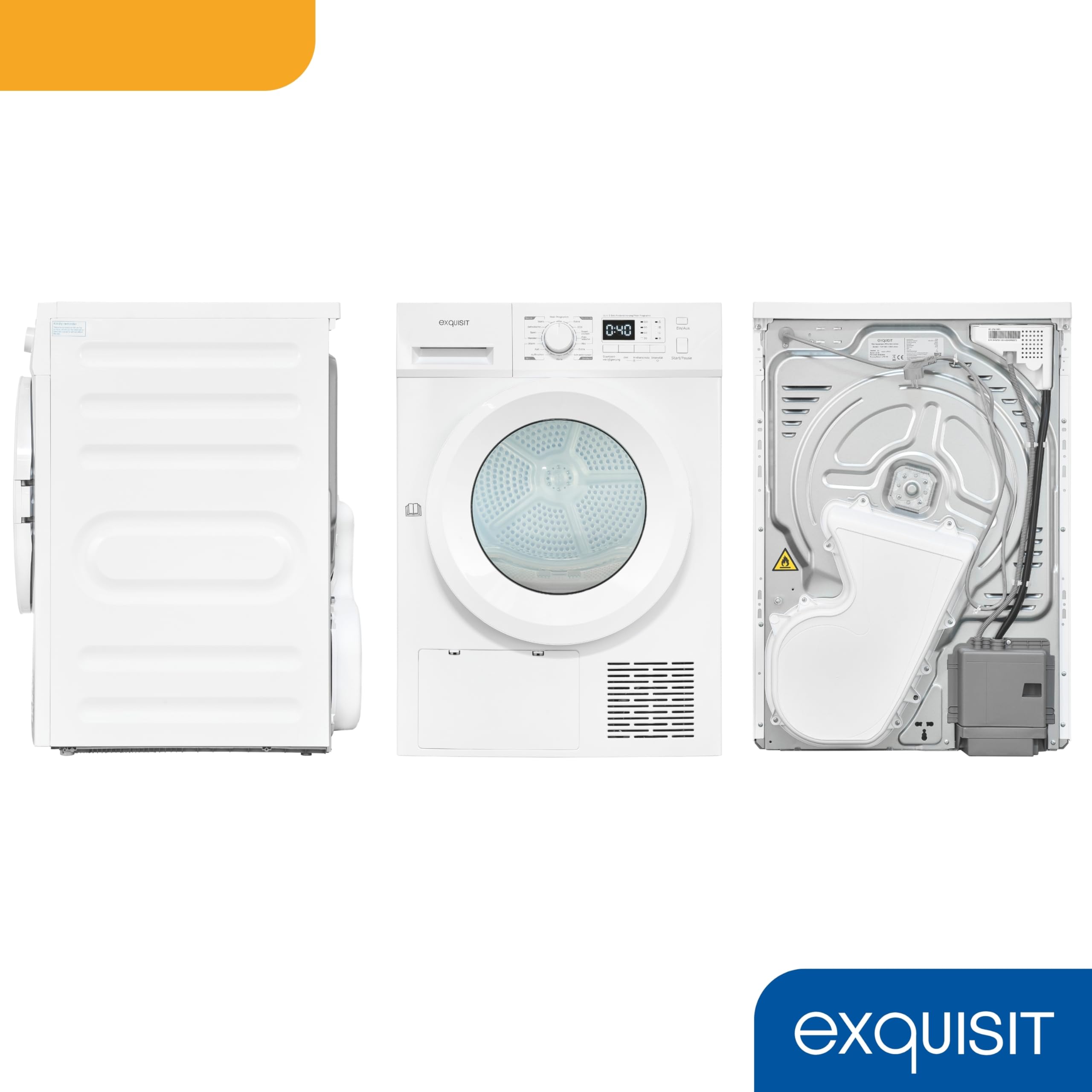 Exquisit TWP1001-030D - Secador con bomba de calor, 10 kg, 16 programas, protección contra arrugas, LED, carga frontal, color blanco