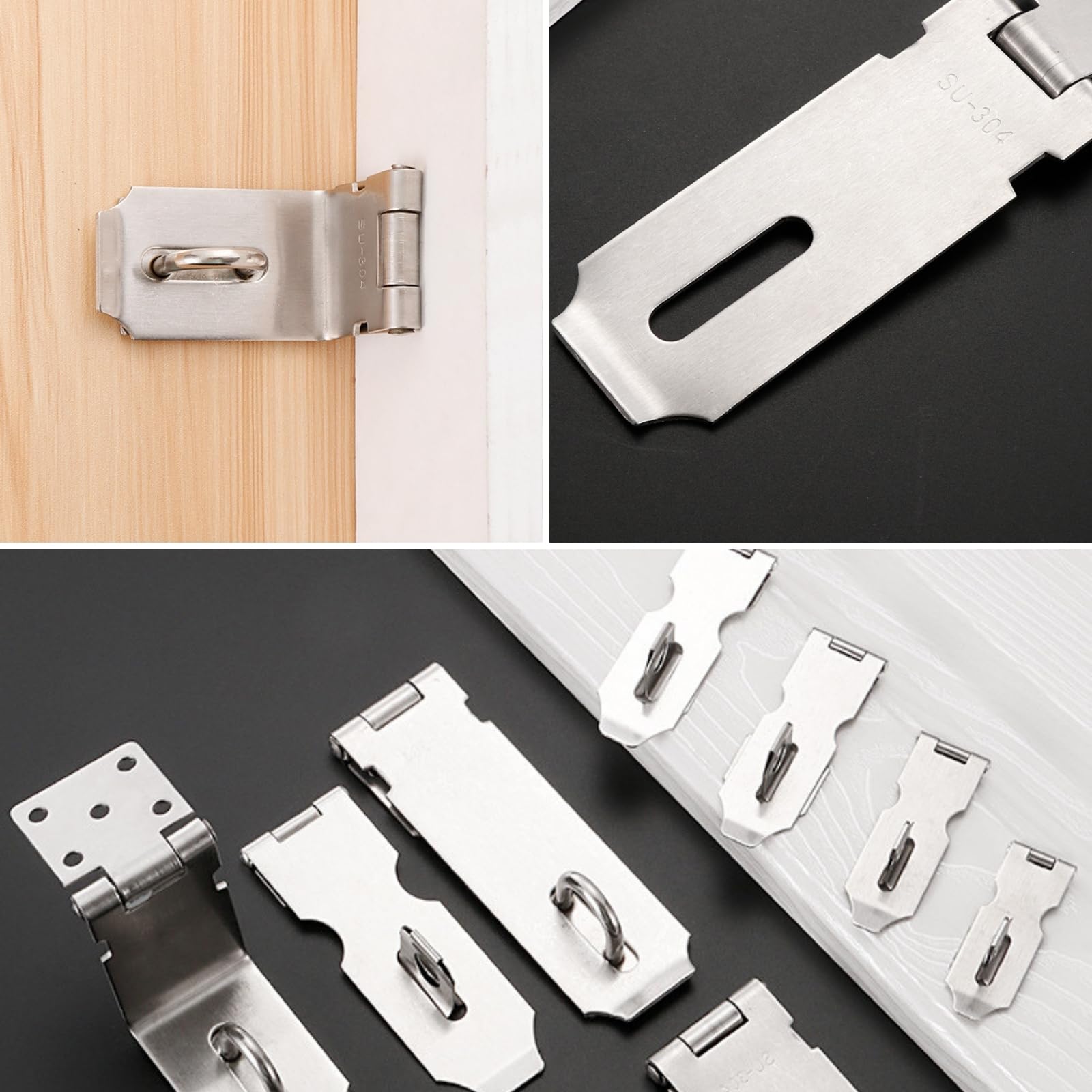 Boxonly 2 Inch Stainless Steel Padlock Hasp Latch, Mini Locking Staple Catch for Door Cabinet, Toolbox, Drawer, Pet Cage - Image 3