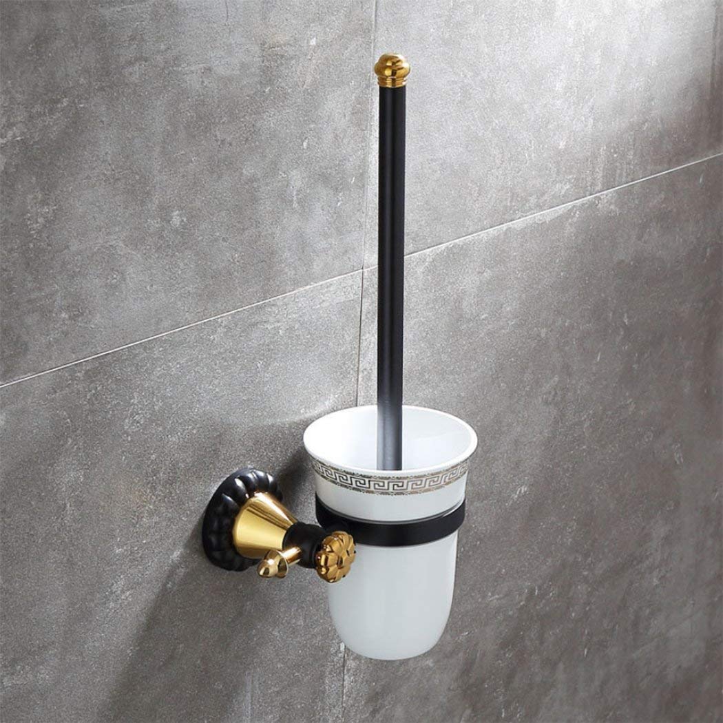 Brosse de toilette GZZ avec porte-brosse en jade naturel et cuivre pour salle de bains
