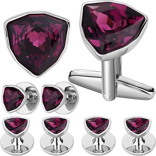 HAWSON Gemelos para hombre con tachuelas de camisa de esmoquin, gemelos y camisa de esmoquin, conjuntos de regalo para bodas y fiestas., Metal