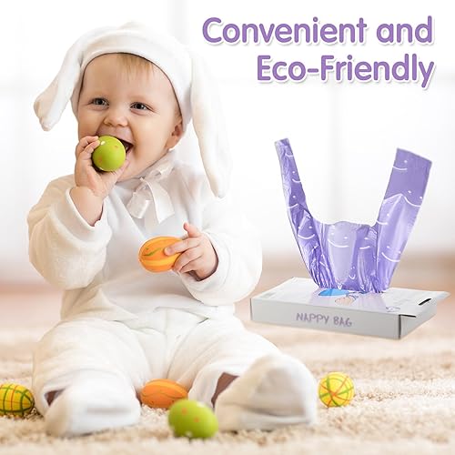 Miniatura 5 de Colarr 1600 bolsas de pañales desechables para bebé, sacos de pañales perfumados para bebé con asa de corbata, bolsas de basura para pañales de