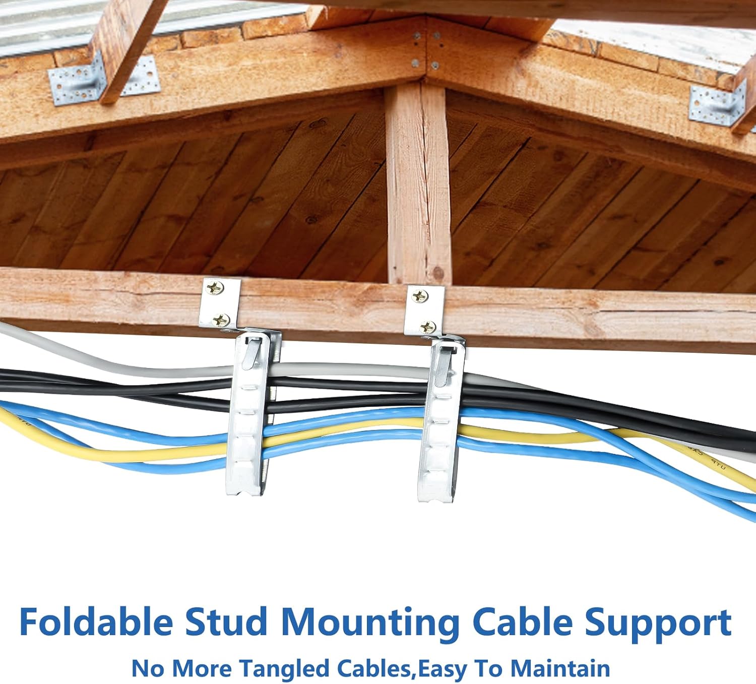 100 Pack Stud Wall Mounting Cable Support Clamps - Galvanized Steel Electrical Bracket Fasteners with Locking Tab, Wire Management for Residential Electrical Wiring Projects