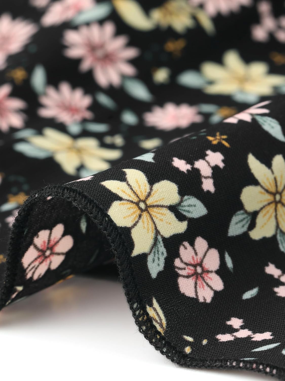 Allegra K Puff Short Sleeve Floral Blouse for Women's Sweetheart Neck Shirred Ruffle Peplum Top - Image 5