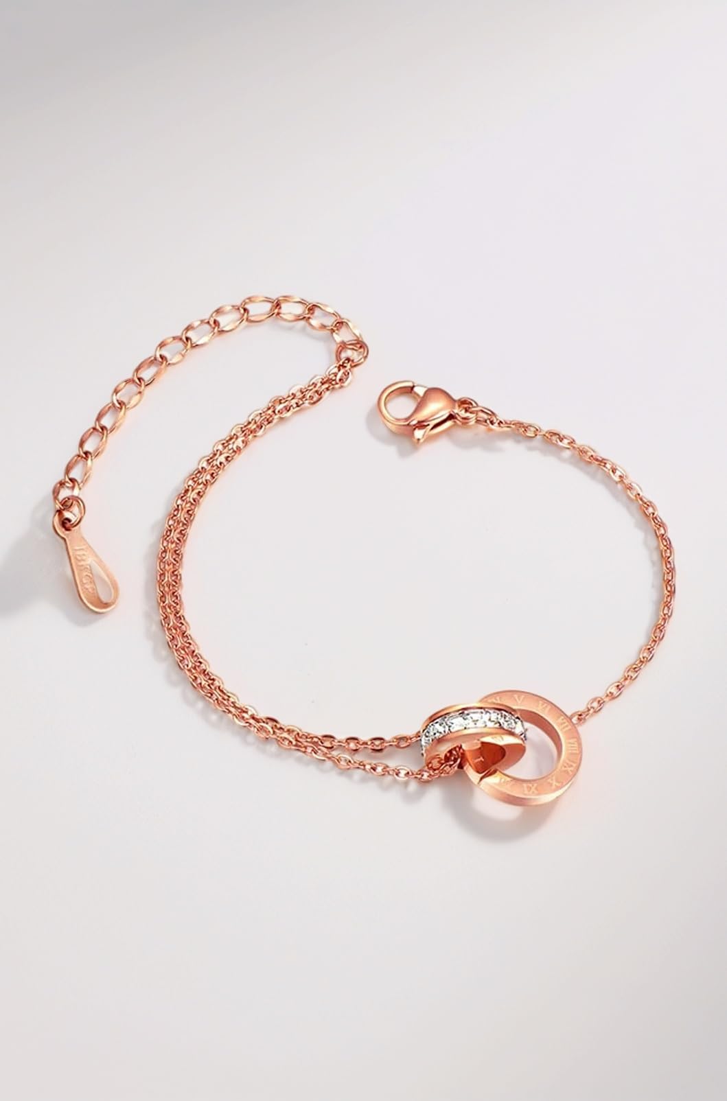 Bracelet for Women and Girls Rose Gold Bracelets for Women and Girls | Western Style Stainless Steel Crystal Chain Bracelet | Birthday Gift For girls and women Anniversary Gift for Wife