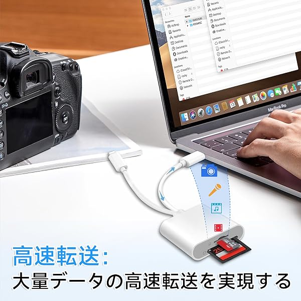 【2026新登場】sdカードリーダー ライトニング 2in1 lightning/type-c TF sdカードリーダー 双方向高速データ転送 写真/ビデオ TF変換アダプ iphone 16/15/14/13/12/11、Androidスマートフォン、MacBookなどのさまざまなモデルに対応 - 3