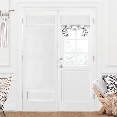 Miniatura 58 de Deconovo Cortina opaca de Navidad para puertas de vidrio y luces laterales, panel de privacidad con aislamiento térmico con doble bolsillo para